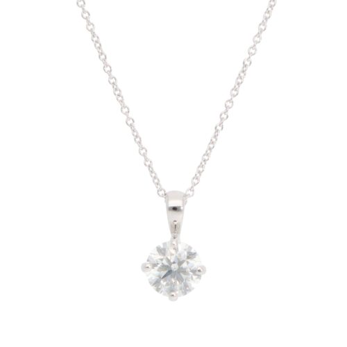 Contemporary GIA Certified 0.90ct Diamond Solitaire Necklace