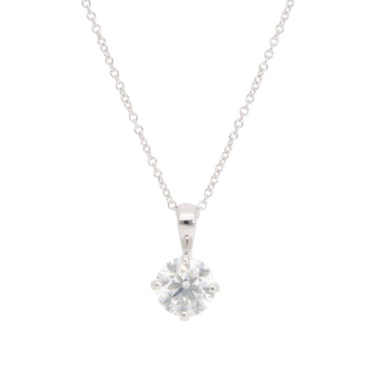 Contemporary GIA Certified 0.90ct Diamond Solitaire Necklace