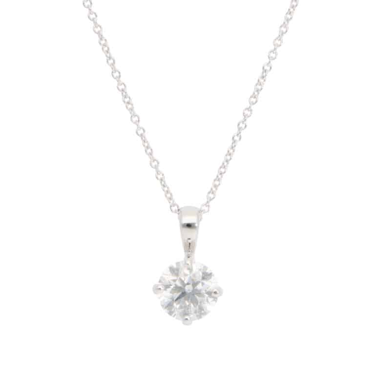 Contemporary GIA Certified 0.90ct Diamond Solitaire Necklace