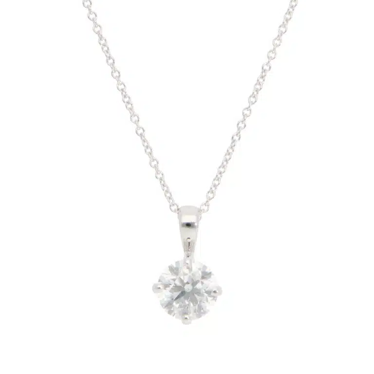 Contemporary GIA Certified 0.90ct Diamond Solitaire Necklace