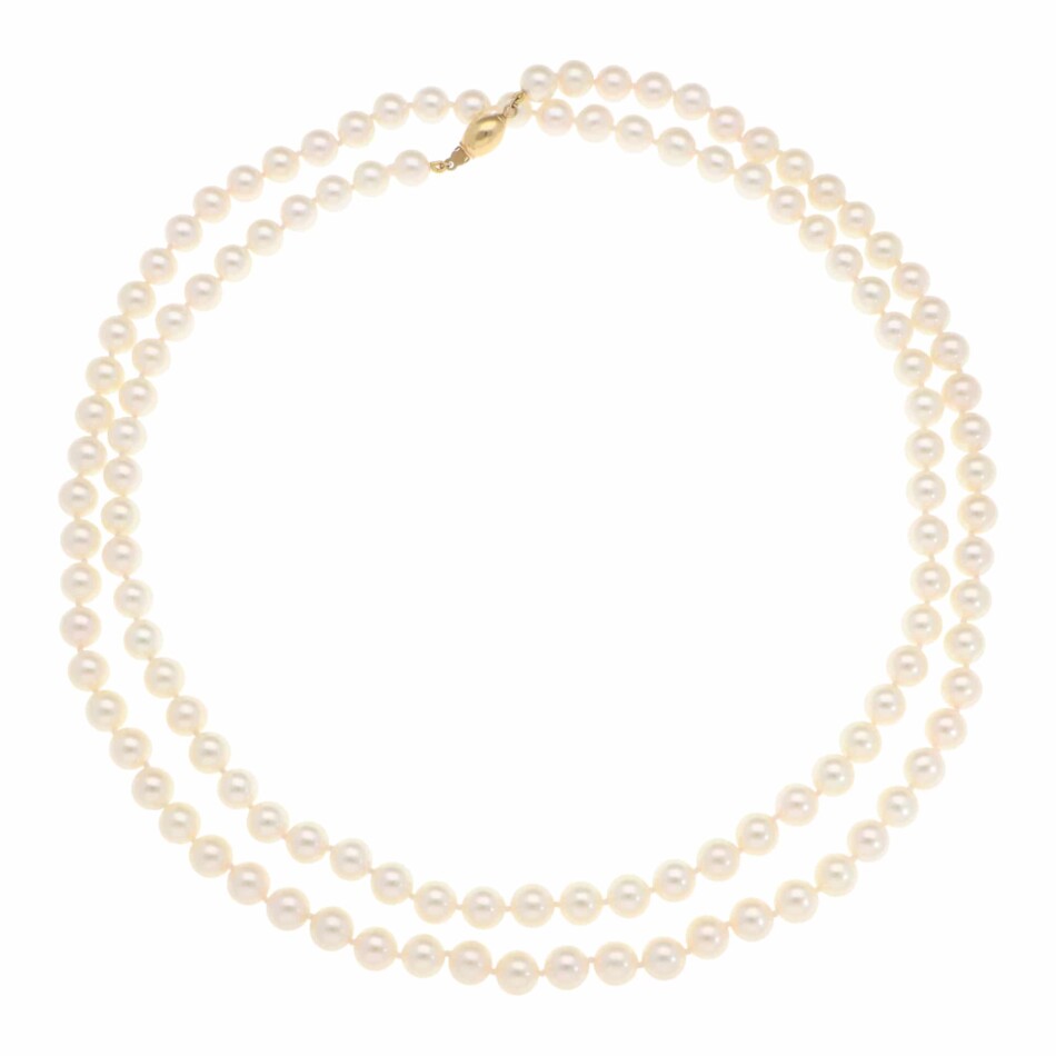 Akoya Pearl Strand Necklace with Yellow Gold Clasp