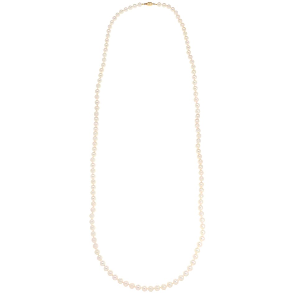 Akoya Pearl Strand Necklace with Yellow Gold Clasp