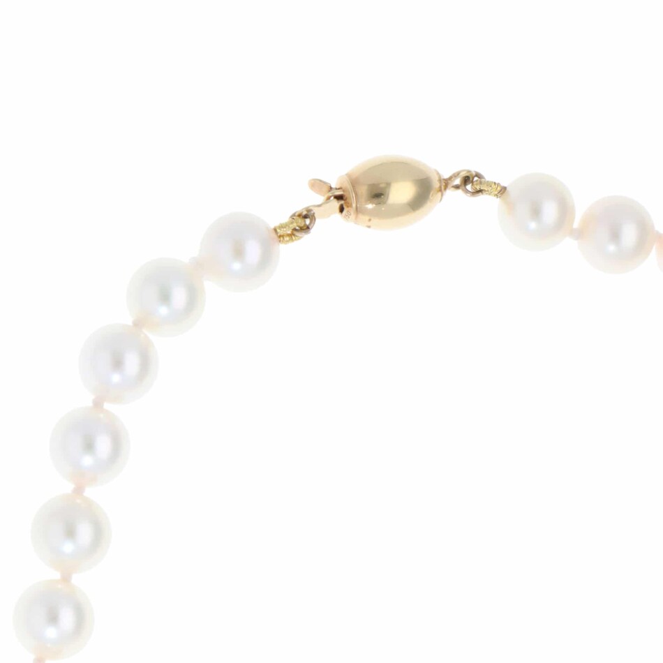 Akoya Pearl Strand Necklace with Yellow Gold Clasp