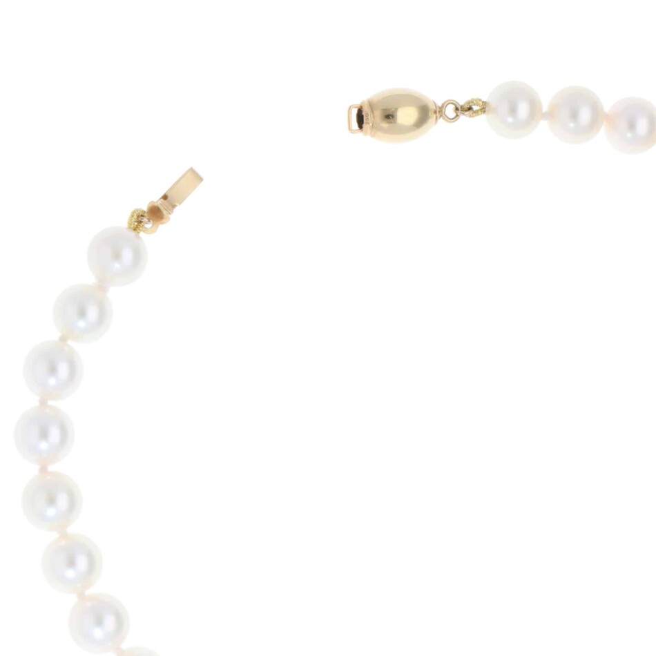 Akoya Pearl Strand Necklace with Yellow Gold Clasp