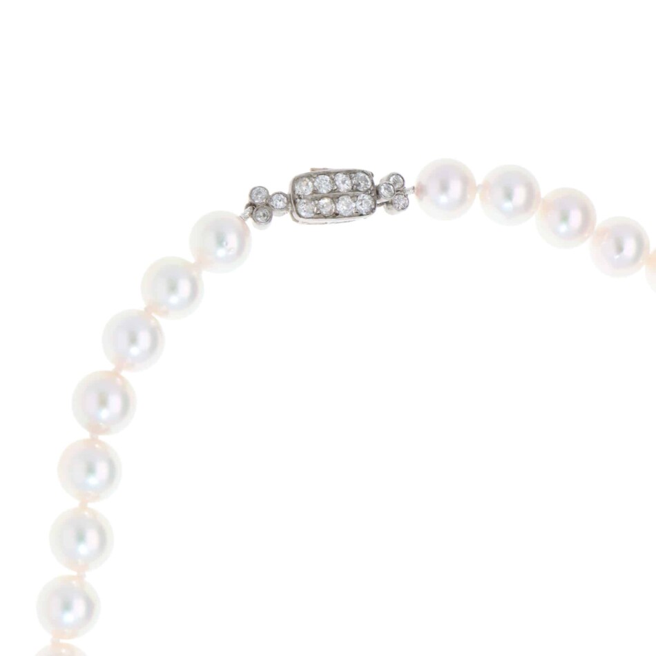 Akoya Pearl Strand Necklace with Vintage Art Deco Diamond Clasp