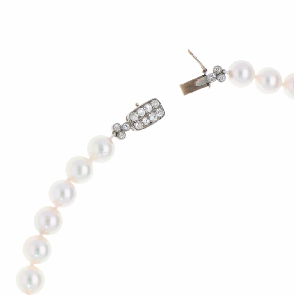 Akoya Pearl Strand Necklace with Vintage Art Deco Diamond Clasp