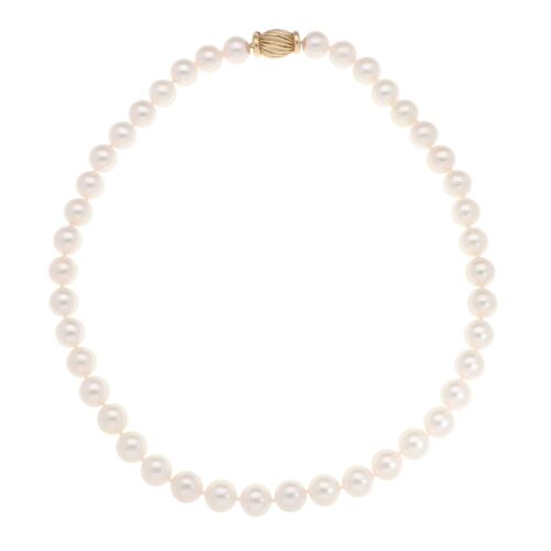 Akoya Pearl Strand Necklace with Vintage Yellow Gold Clasp