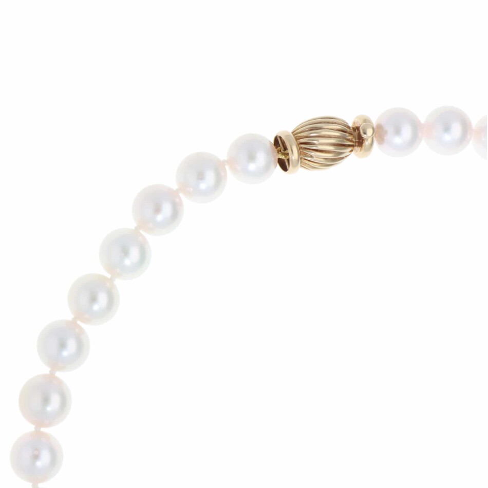 Akoya Pearl Strand Necklace with Vintage Yellow Gold Clasp