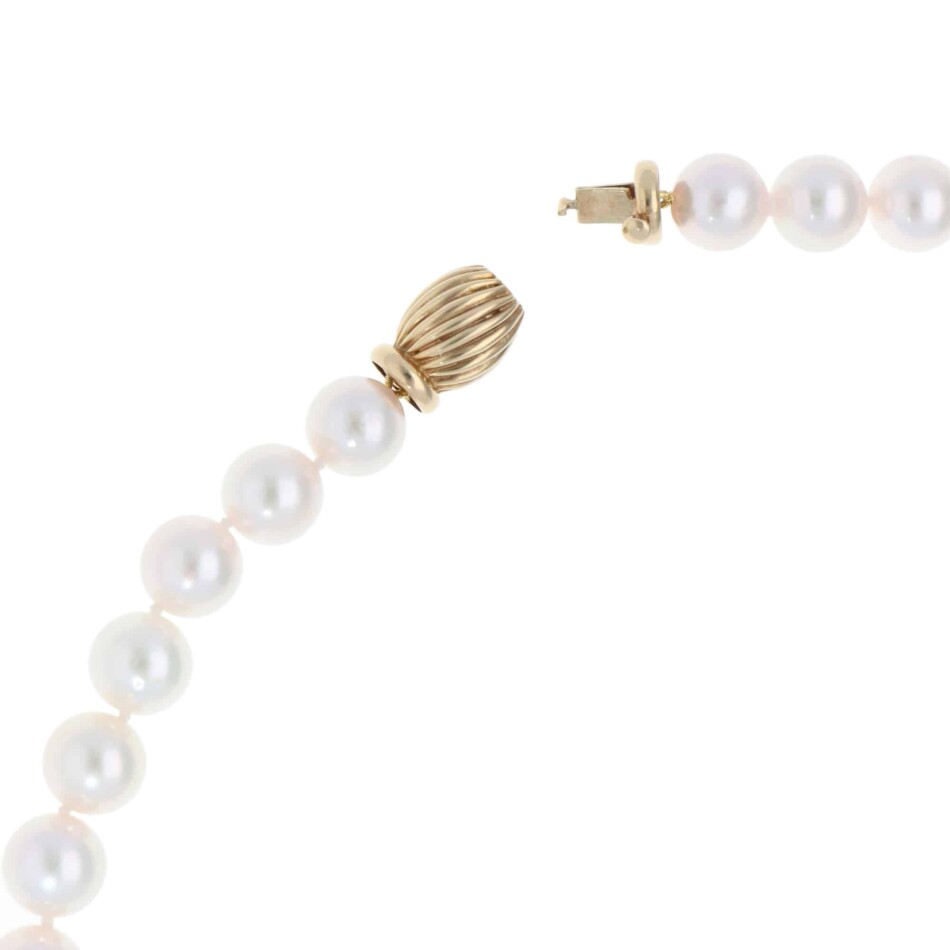 Akoya Pearl Strand Necklace with Vintage Yellow Gold Clasp