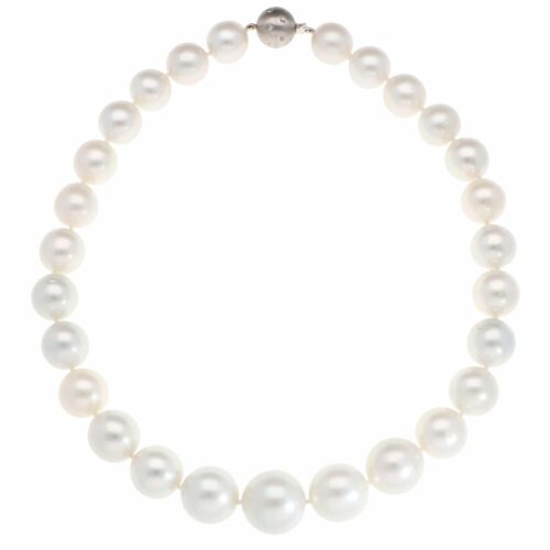 South Sea Pearl Strand Necklace with White Gold Diamond Clasp