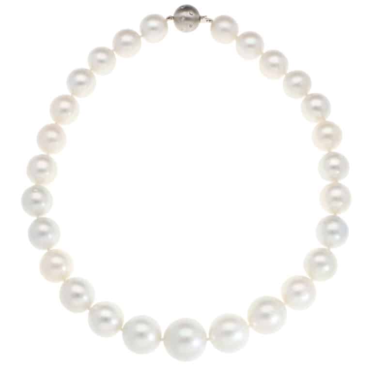 South Sea Pearl Strand Necklace with White Gold Diamond Clasp