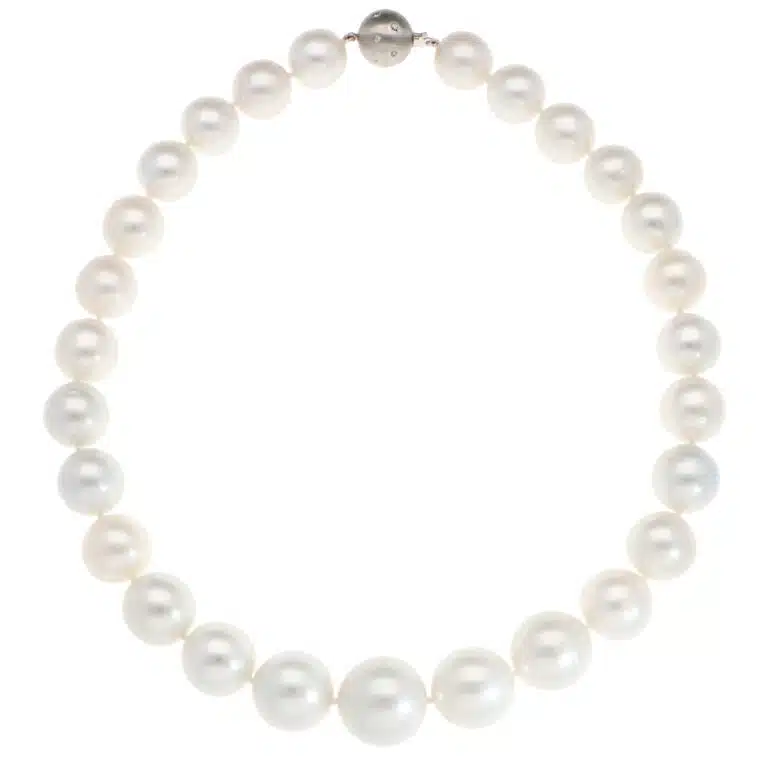 South Sea Pearl Strand Necklace with White Gold Diamond Clasp