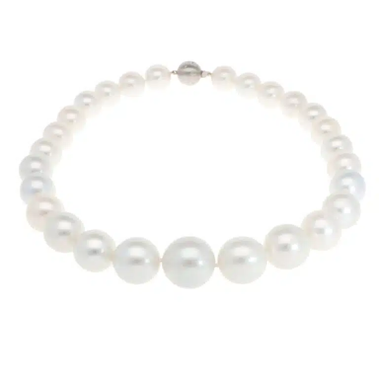 South Sea Pearl Strand Necklace with White Gold Diamond Clasp