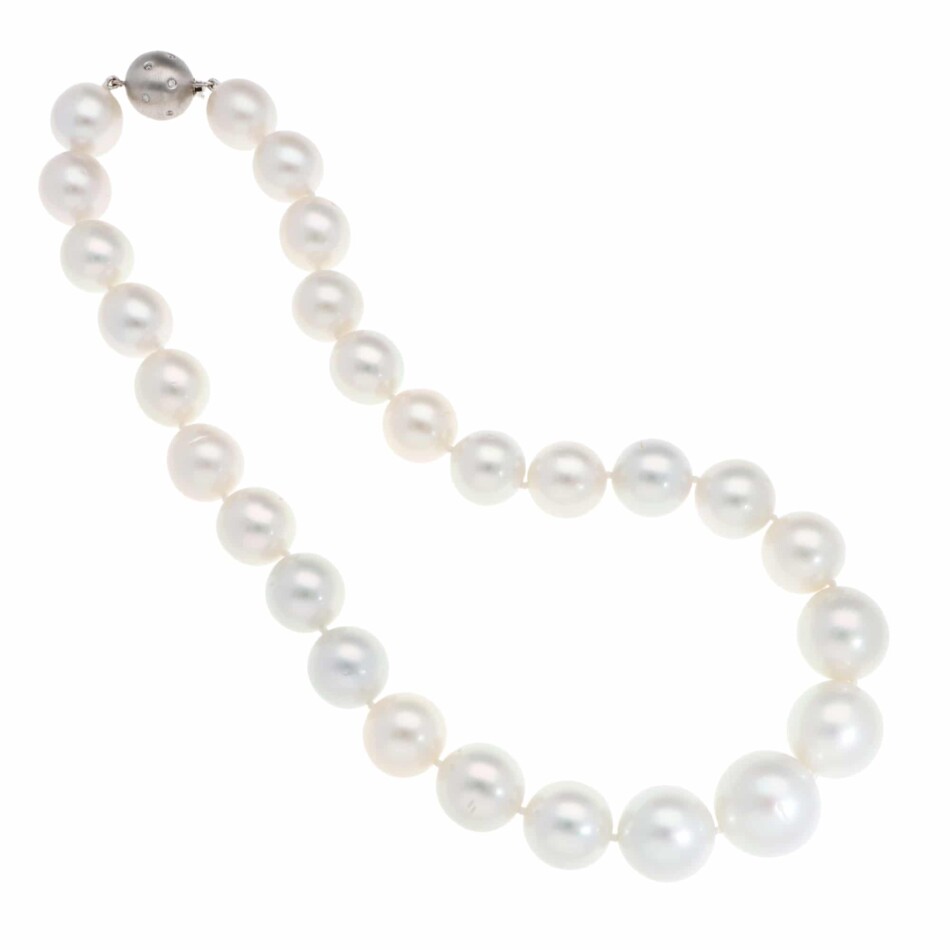 South Sea Pearl Strand Necklace with White Gold Diamond Clasp