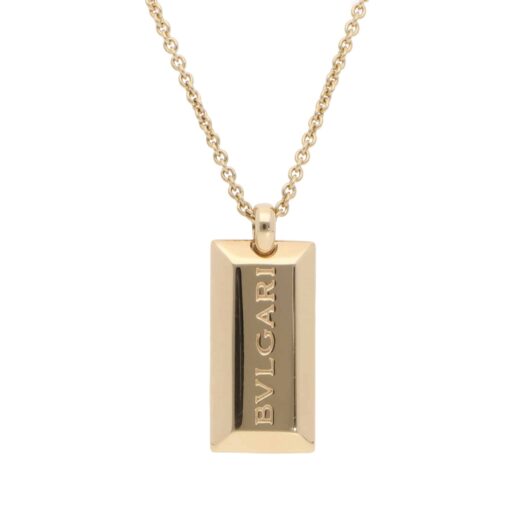 Vintage Bulgari Ingot Bar Pendant Necklace in Yellow Gold