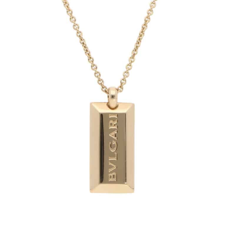 Vintage Bulgari Ingot Bar Pendant Necklace in Yellow Gold