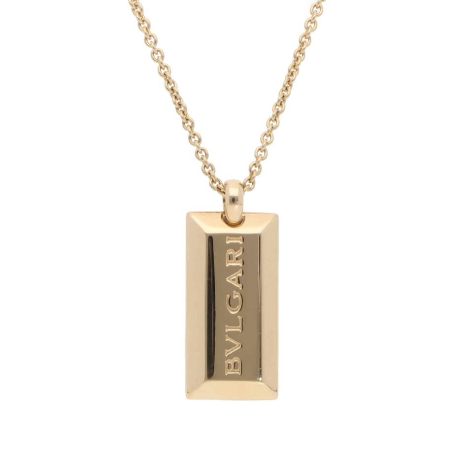 Vintage Bulgari Ingot Bar Pendant Necklace in Yellow Gold