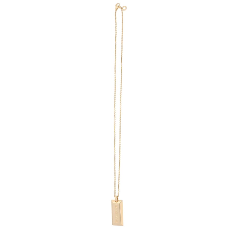 Vintage Bulgari Ingot Bar Pendant Necklace in Yellow Gold