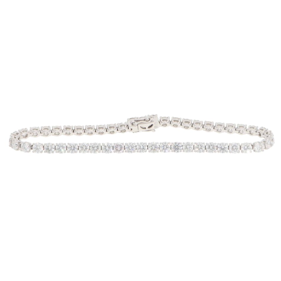Contemporary 6.96ct Diamond Line Tennis Bracelet in White Gold
