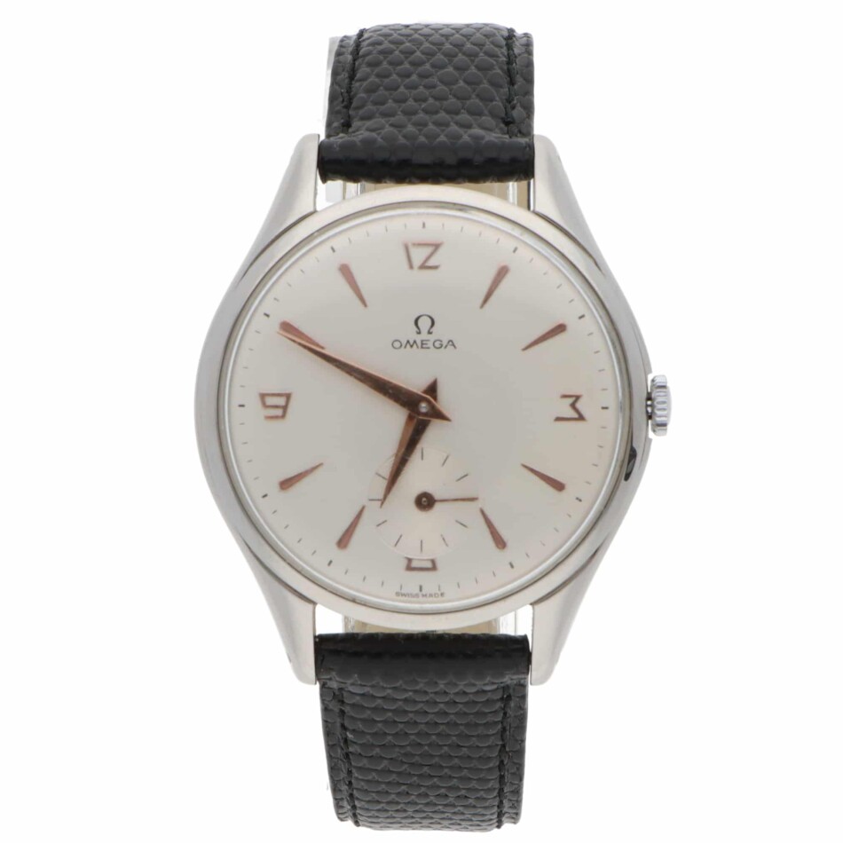 Vintage 1950 Omega Jumbo stainless steel explorer dial 38mm