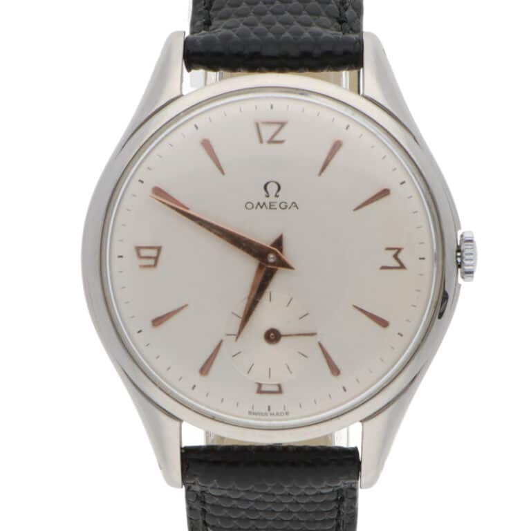 Vintage 1950 Omega Jumbo stainless steel explorer dial 38mm