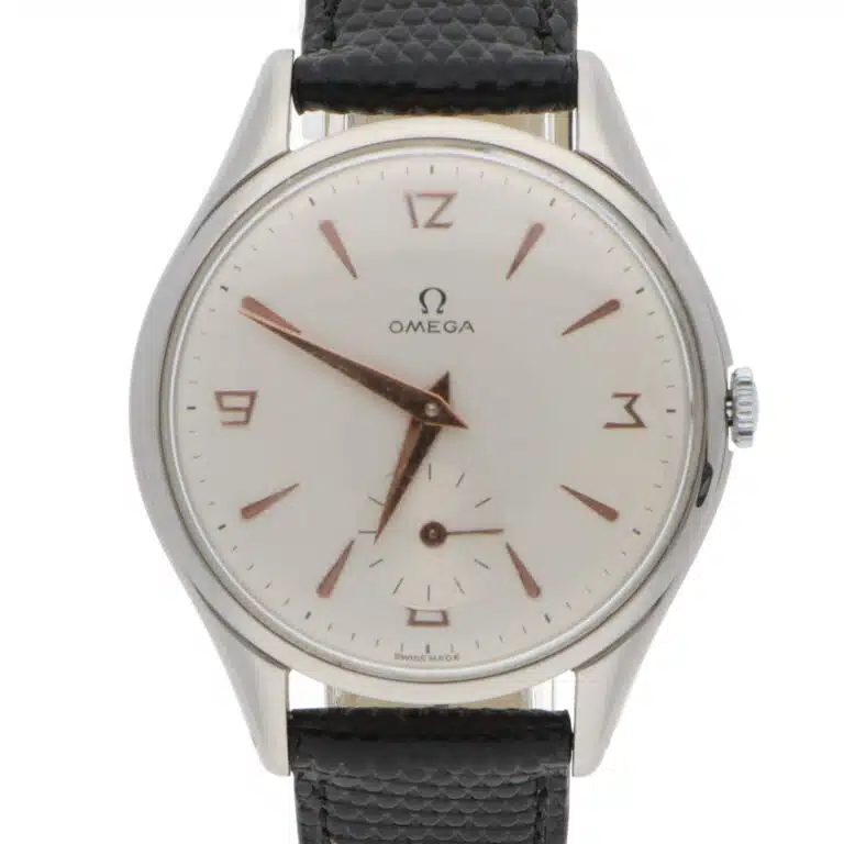 Vintage 1950 Omega Jumbo stainless steel explorer dial 38mm