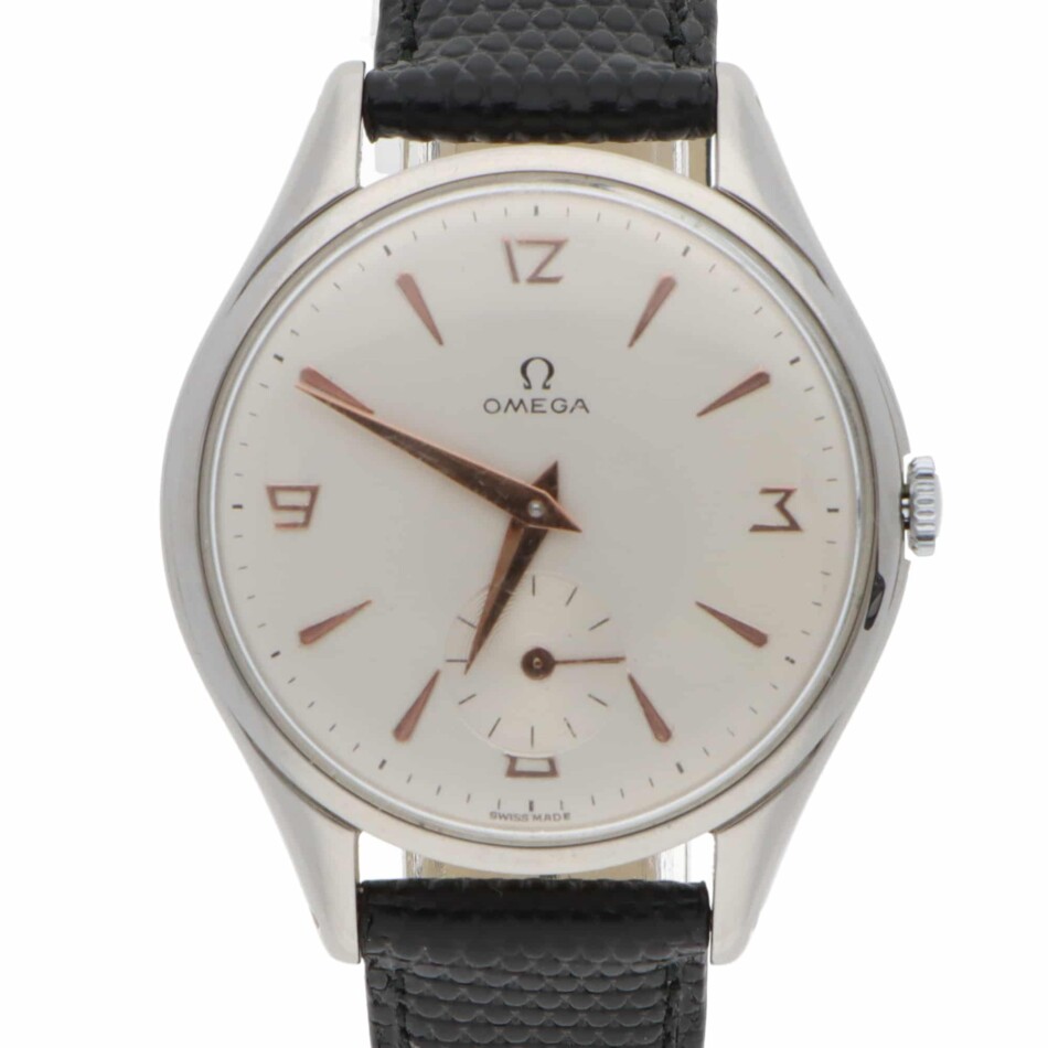 Vintage 1950 Omega Jumbo stainless steel explorer dial 38mm