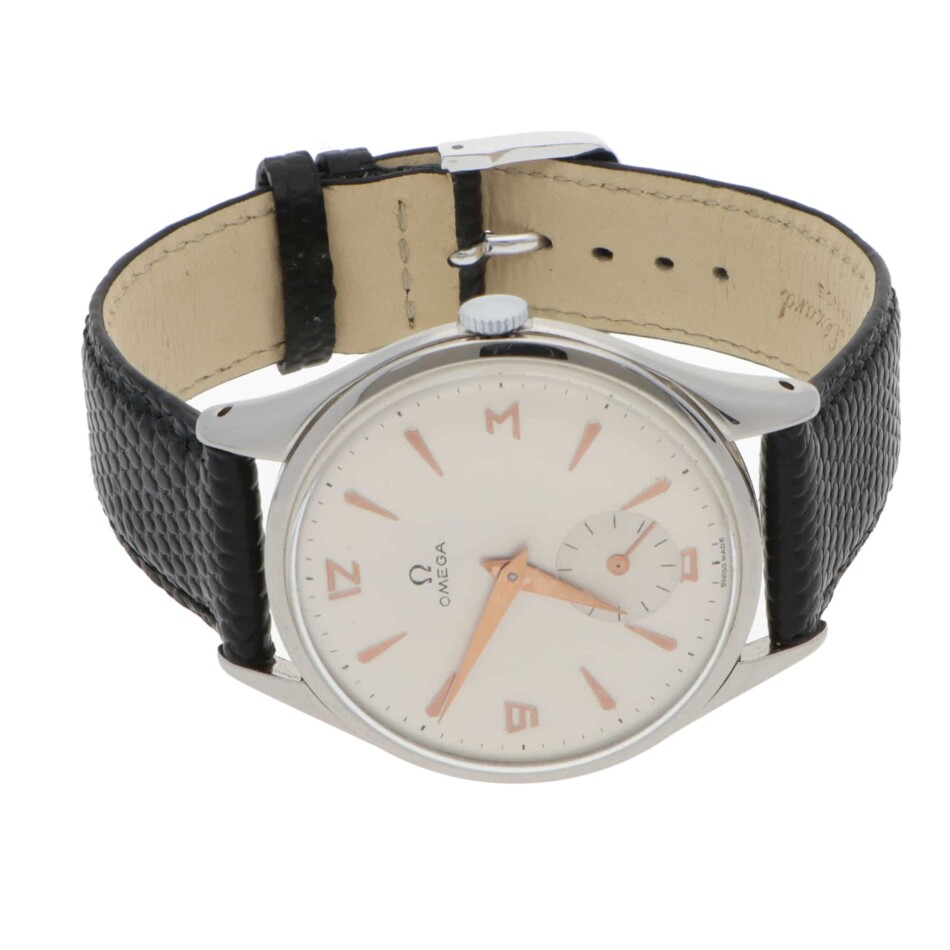 Vintage 1950 Omega Jumbo stainless steel explorer dial 38mm
