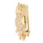Vintage Tasaki Diamond Owl Brooch in Yellow Gold