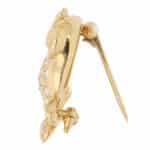 Vintage Tasaki Diamond Owl Brooch in Yellow Gold