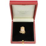 Vintage Tasaki Diamond Owl Brooch in Yellow Gold
