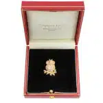 Vintage Tasaki Diamond Owl Brooch in Yellow Gold