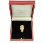 Vintage Diamond and Ruby Owl Brooch in Yellow Gold