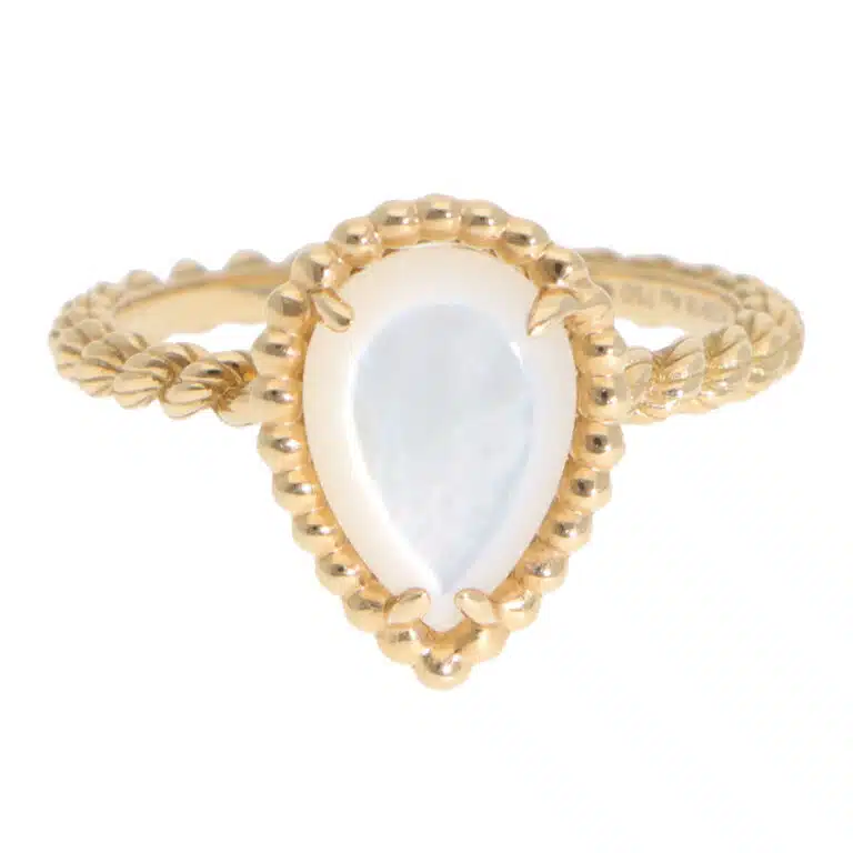 Vintage Boucheron Mother of Pearl Ring in Yellow Gold
