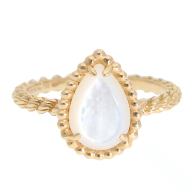 Vintage Boucheron Mother of Pearl Ring in Yellow Gold