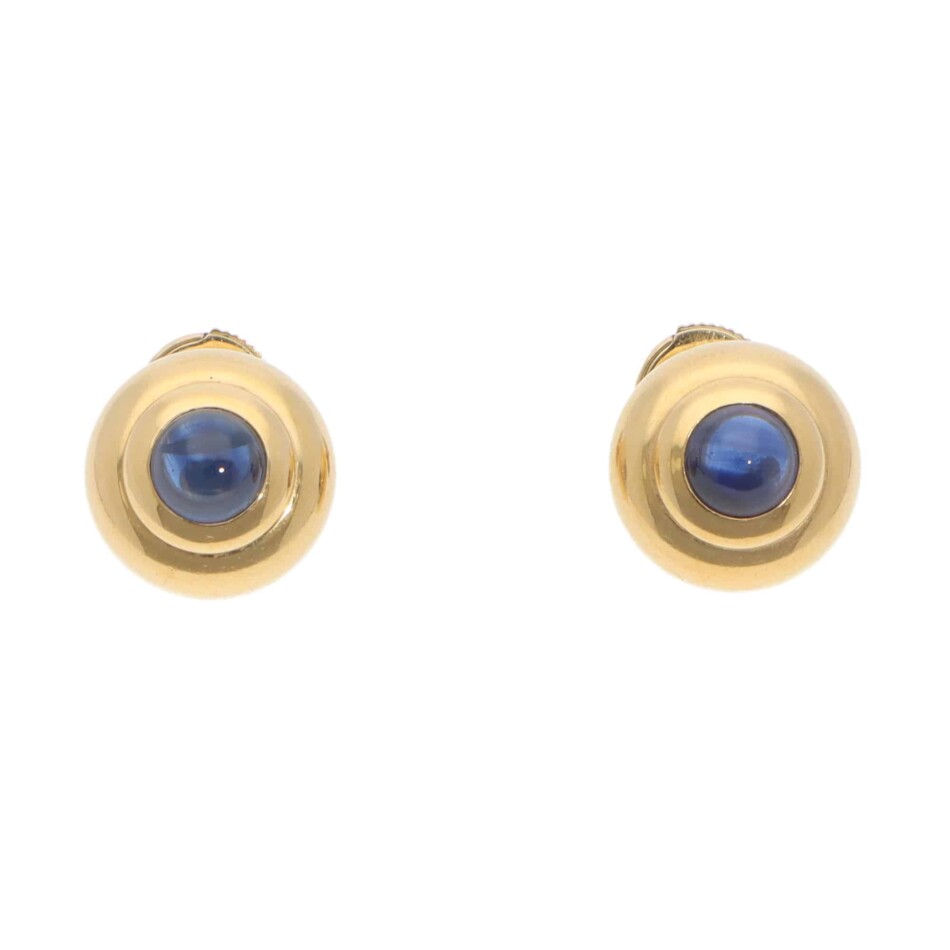 Vintage Chopard Sapphire Stud Earrings in Yellow Gold