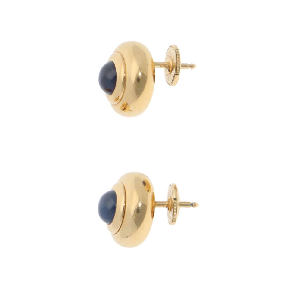 Vintage Chopard Sapphire Stud Earrings in Yellow Gold