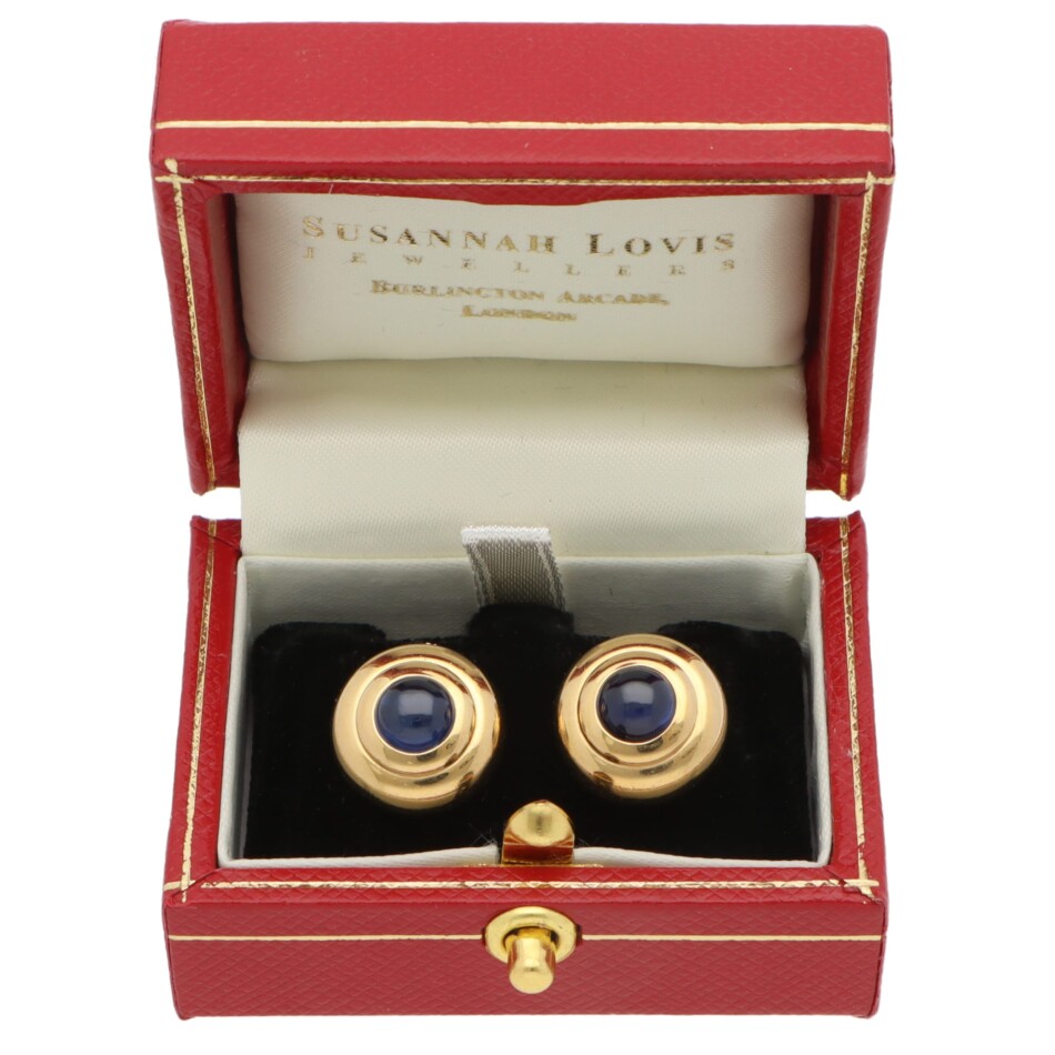 Vintage Chopard Sapphire Stud Earrings in Yellow Gold