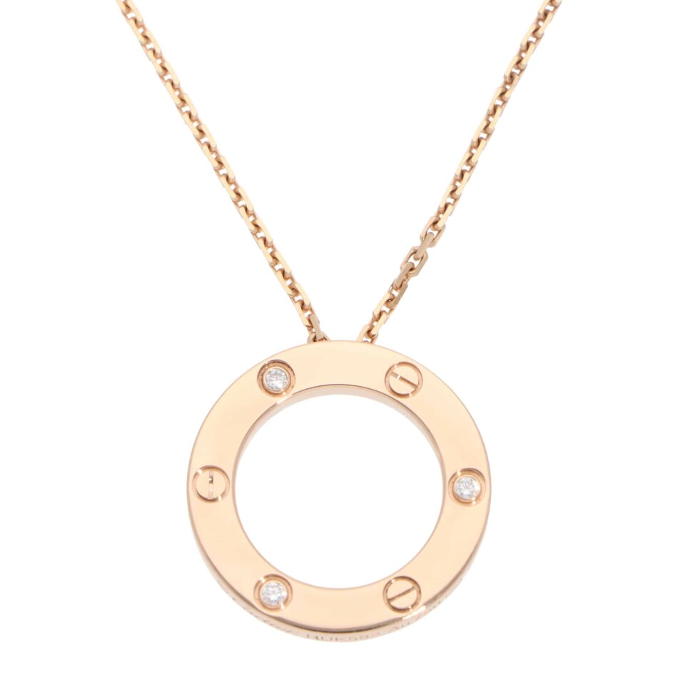 Vintage Cartier Diamond LOVE Pendant Necklace in Rose Gold