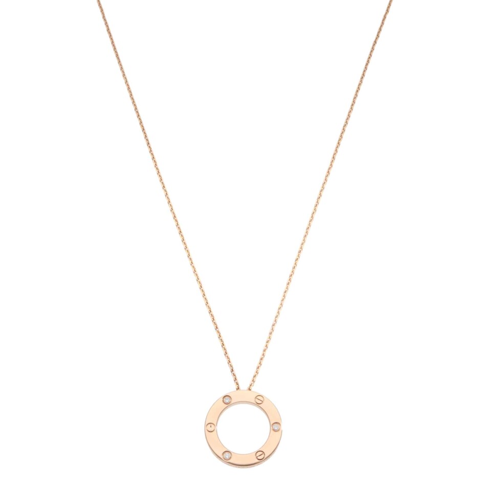 Vintage Cartier Diamond LOVE Pendant Necklace in Rose Gold