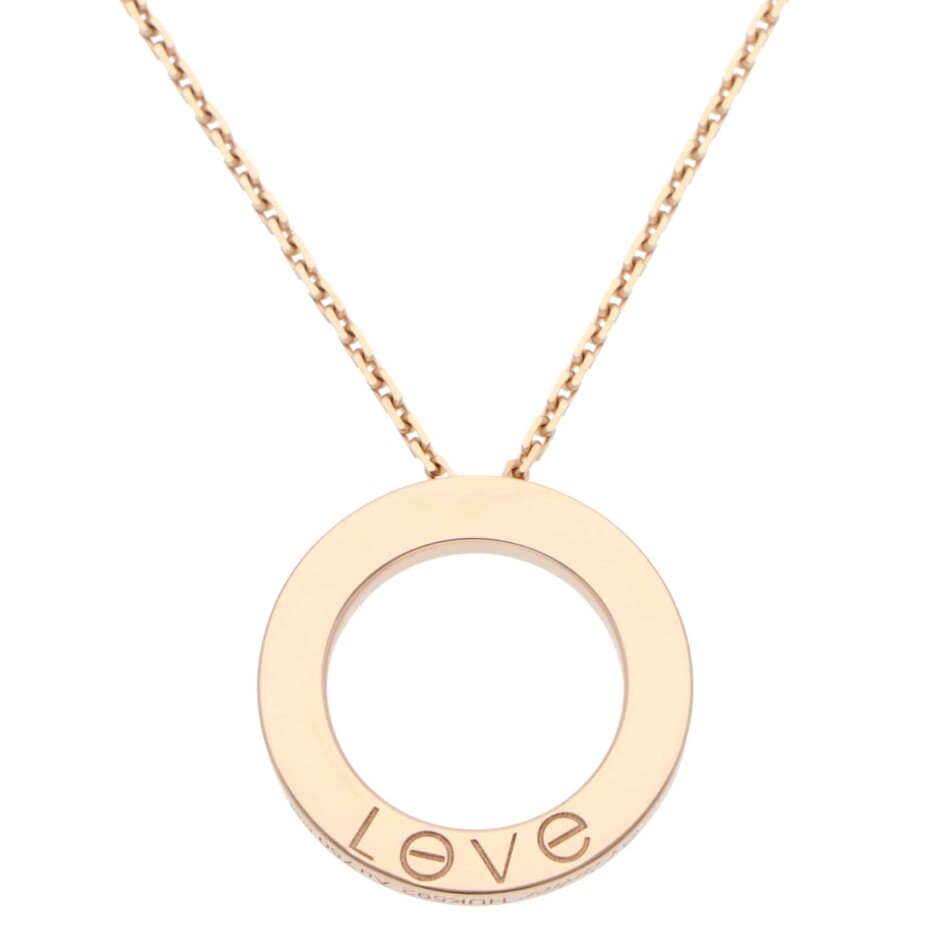 Vintage Cartier Diamond LOVE Pendant Necklace in Rose Gold