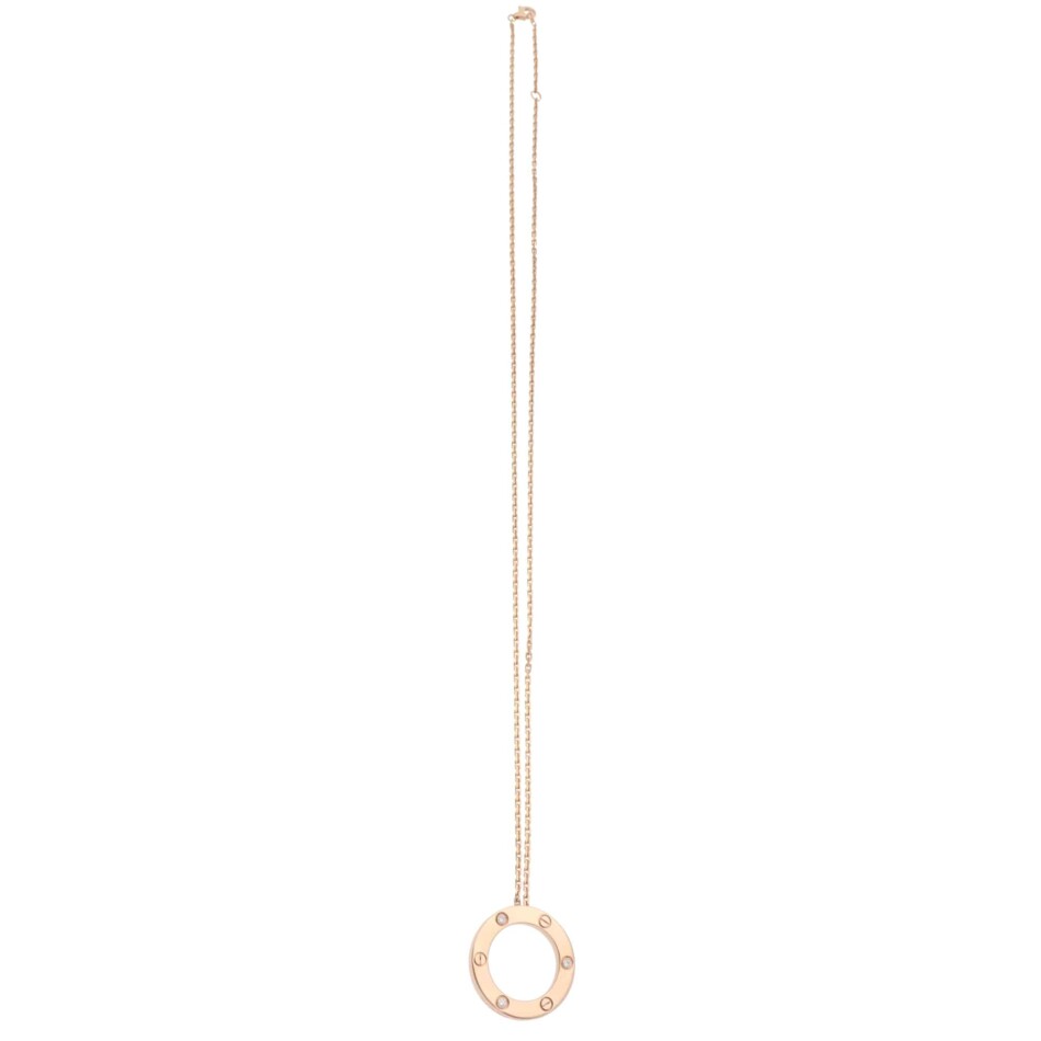Vintage Cartier Diamond LOVE Pendant Necklace in Rose Gold