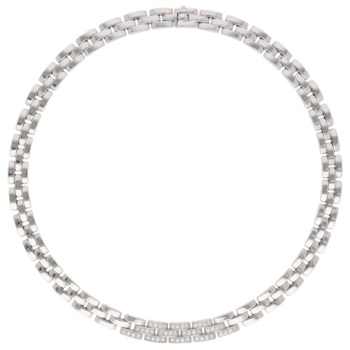 Vintage Cartier Maillon Panthère Diamond Necklace in White Gold