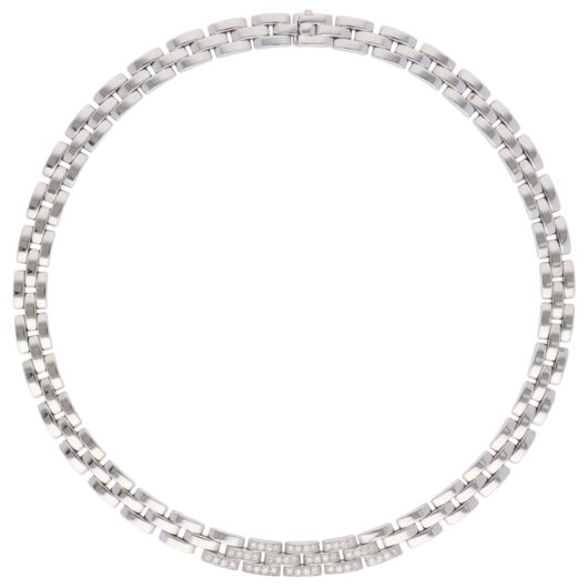 Vintage Cartier Maillon Panthère Diamond Necklace in White Gold