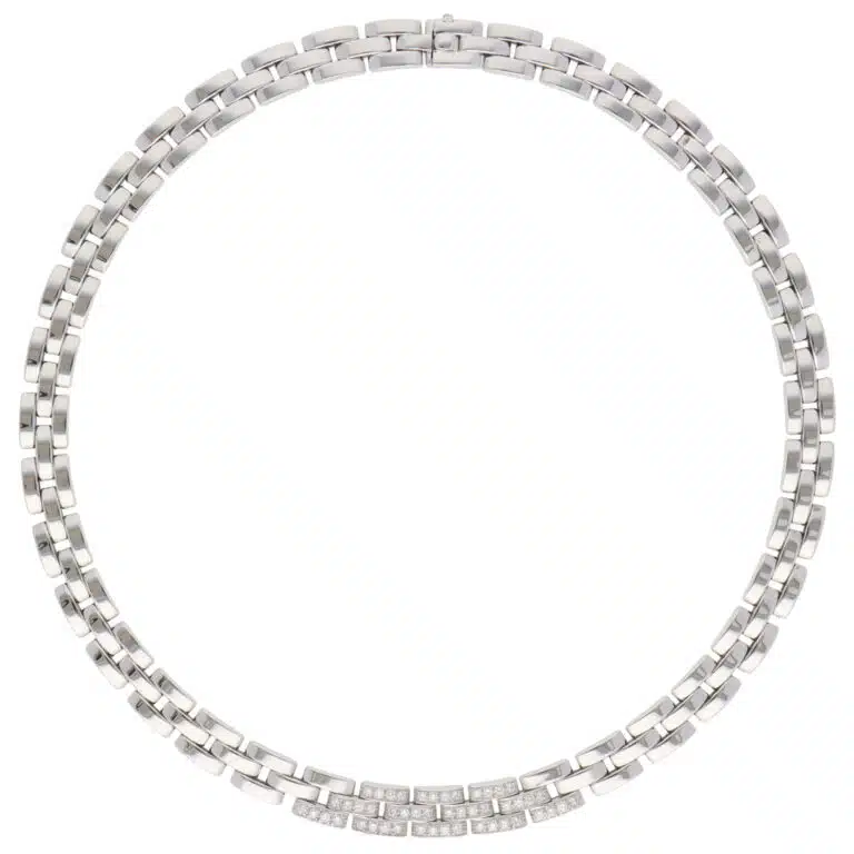 Vintage Cartier Maillon Panthère Diamond Necklace in White Gold