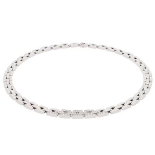Vintage Cartier Maillon Panthère Diamond Necklace in White Gold