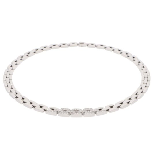Vintage Cartier Maillon Panthère Diamond Necklace in White Gold
