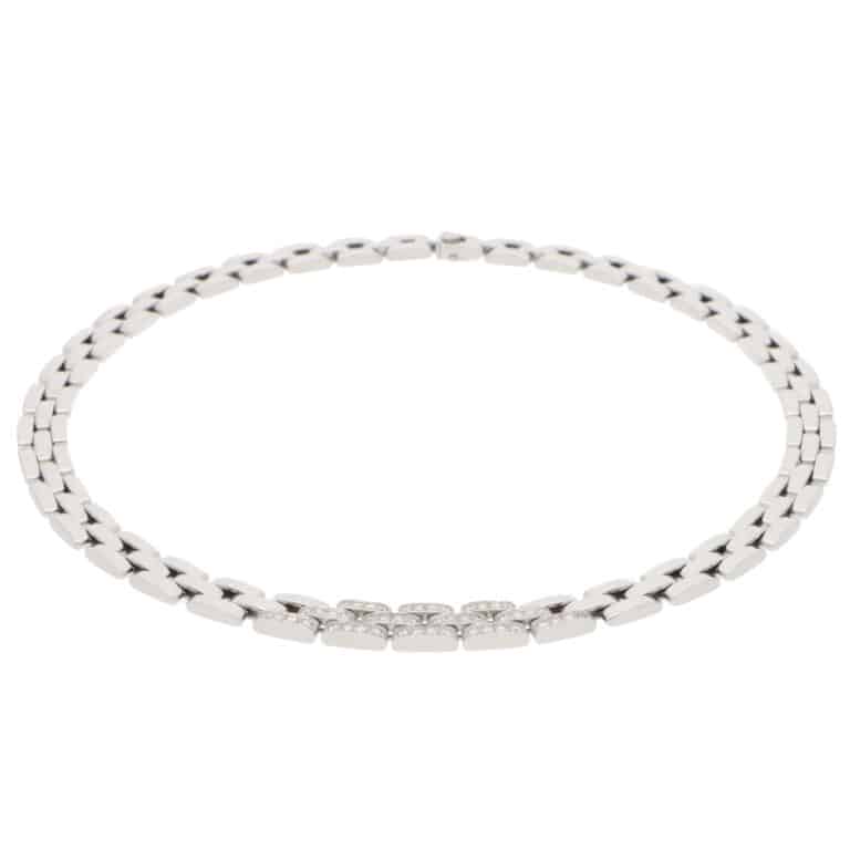Vintage Cartier Maillon Panthère Diamond Necklace in White Gold