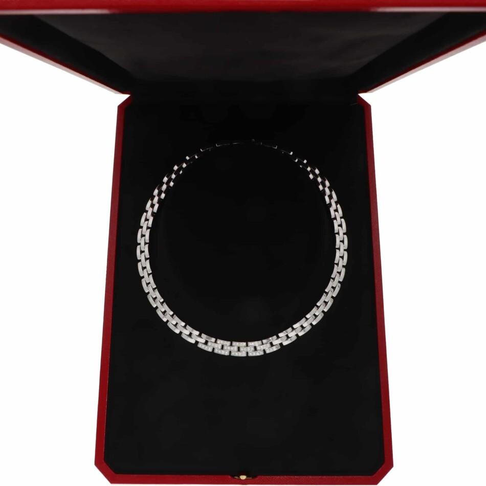 Vintage Cartier Maillon Panthère Diamond Necklace in White Gold