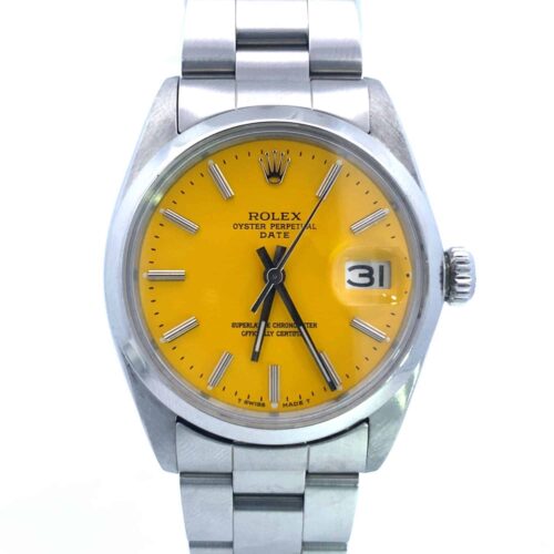 Vintage 1965 Rolex Oyster Perpetual Date custom yellow dial